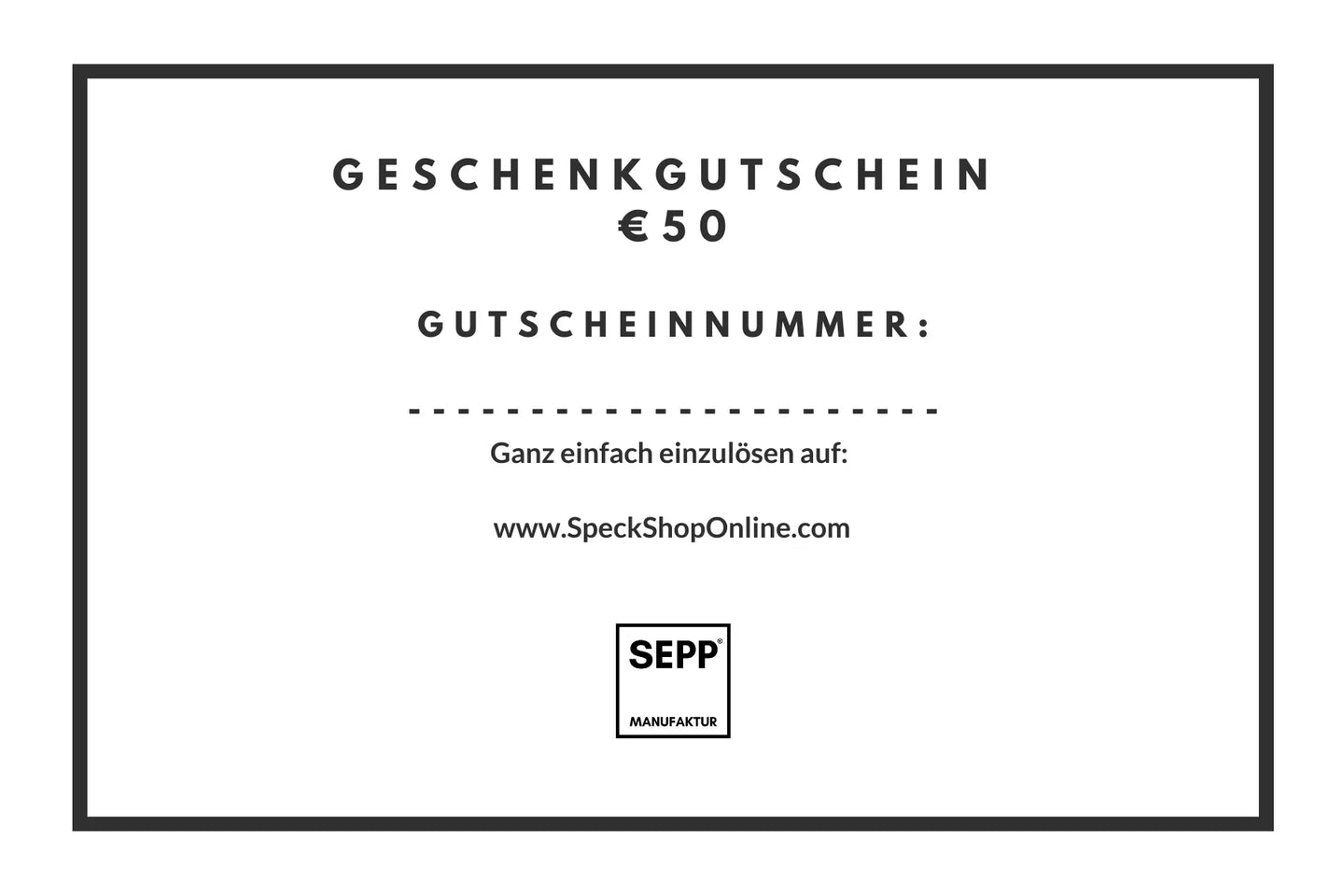 SEPP' SpeckShopOnline - Geschenkgutschein - SEPP'-SpeckShopOnline